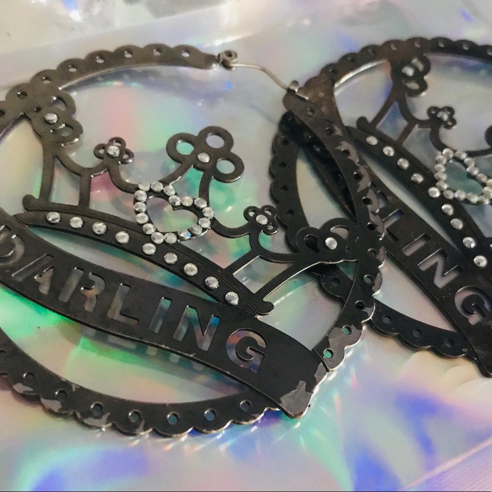 princess darling crown hoop earrings Betsey j